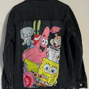 Nickelodeon Black Denim Jacket with Cartoon Characters